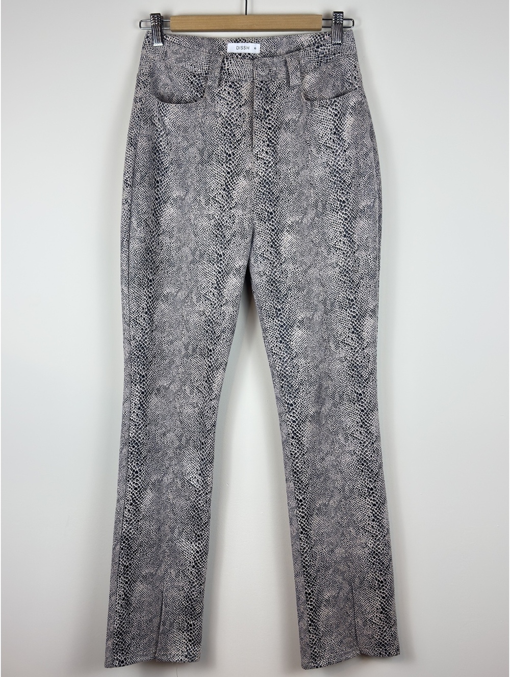 DISSH Selva Snake Print Split Hem High Rise Pants AU 10 US 6 Stretch Y2K